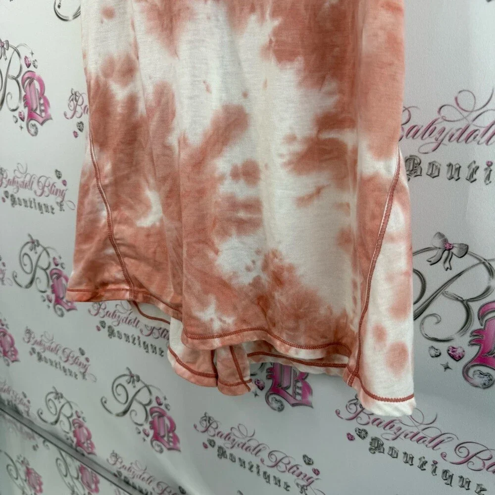 90 Degree By Reflex tank top razorback flowy Rust and White Tie-Dye Tank Top